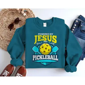 Christian Pickleball Sweatshirt, Jesus Inspired Sportswear, Religious Pickleball Player Shirt, Ideal for Coaches and Players