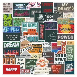 Vintage Neon Sign Sticker, 52pcs/set Retro Letter Pattern Decorative Sticker, DIY Decals for Scrapbooking, Journaling, Gift Wrapping, Graphic Decal