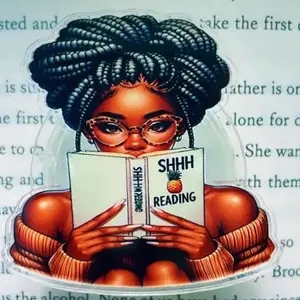 Booklist Girl Shhh I’m Reading Kindle Grip, Books Lover Kindle Accessories, Phone Holder For Her, Beautiful Melanin Girl With Book