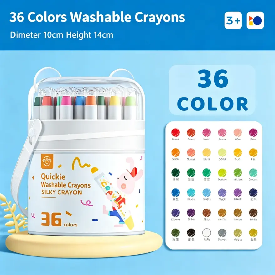 Birthday Gift 24/36 Colors Washable Silky Crayons for Kids, Twistable Non-Toxic Crayon Set, No Bleed & Rub Resistant Art Supplies, Ideal Birthday Gift, Party Favor for Boys Girls Age 3+