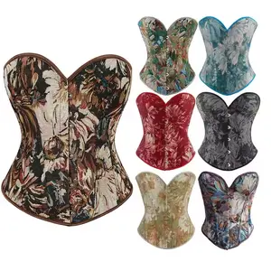 Women's Romantic Vintage Corset Shapewear Oil Painting Bustier Tummy Control Body Shaper Renaissance Corset Crop Top for Women Polyester Slim Fit with Adjustable Lace-Up Ribbons