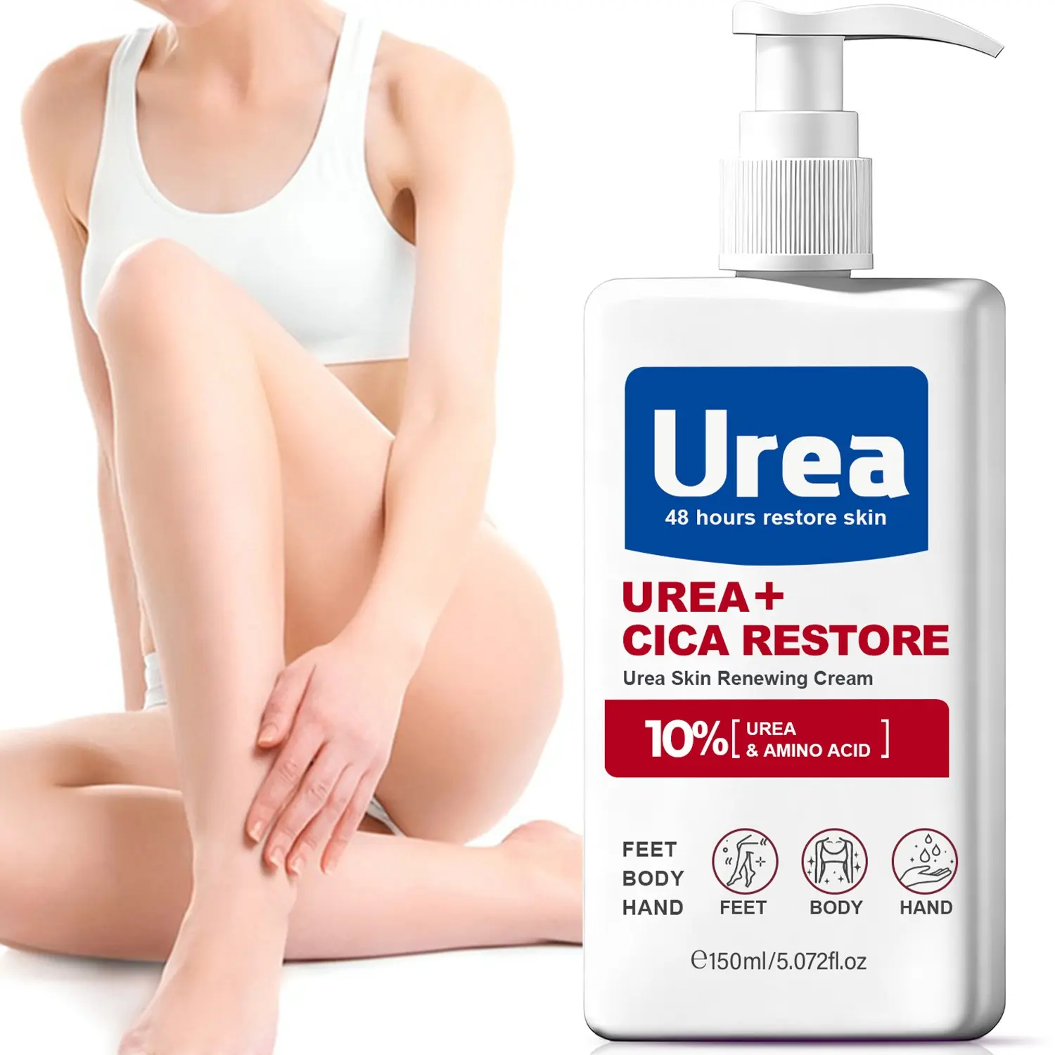 150ml - Urea Skin Renewing Cream - Foot Hand Cream - 10% Urea & Amino Acid Formula - Transforms Flaking to Smooth Soft Skin - Moisturizing Anti Dryness - For Extremely Dry Body Hands Feet