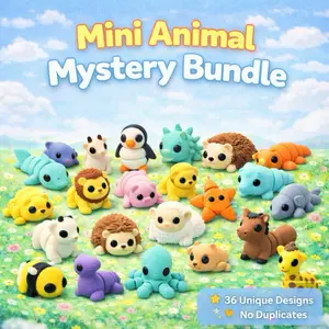 3D Printed Articulated Animal Mystery Bundle – Stress Relief Desk Toy -Cute Collectible Animal Figures (5,10,or 15 Pack)
