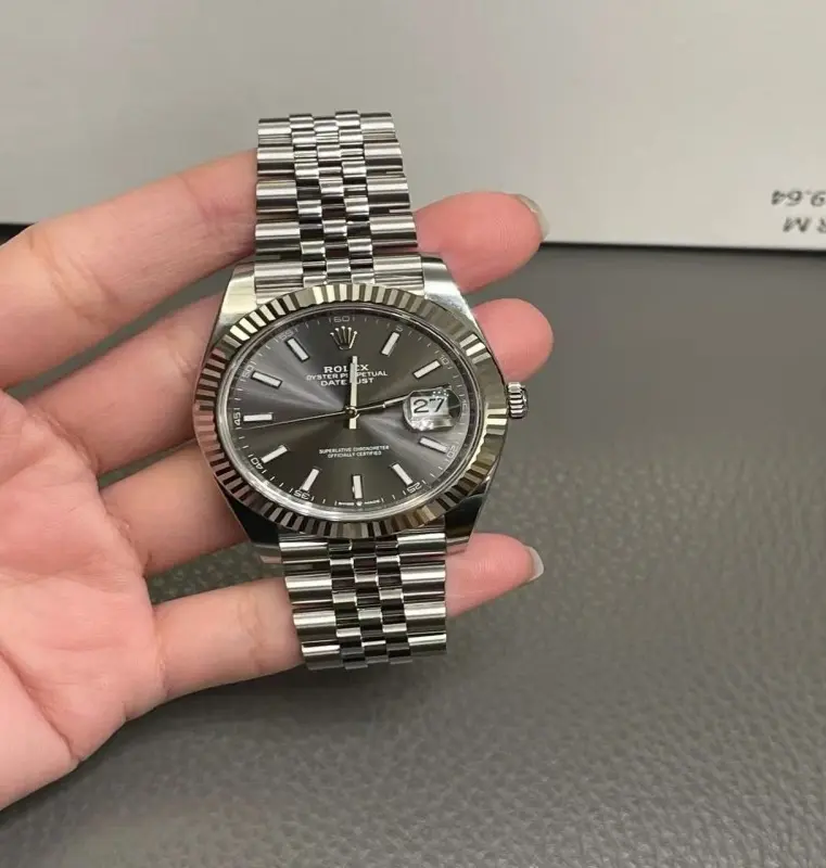 ‮ XELOR  ‬Datejust 41mm Dark Grey Dial Jubilee Bracelet Fluted Bezel Automatic Men Watch