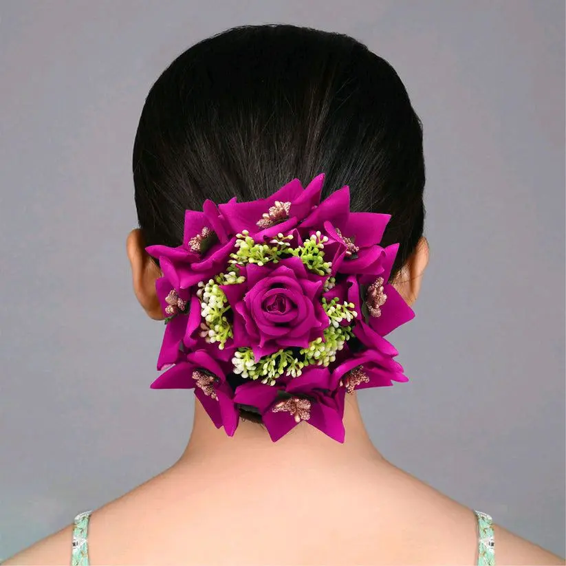 Indian Rose Hair Gajra with Tie Strings for Elegant Hair Bun Floral Accessory Perfect for Various Occasions