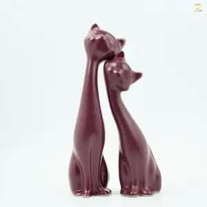 Master Chen Huifang's Limited Edition Ceramic Figurines – High-Fire Glaze Couple Cats | Original Design for Artistic Collection | Modern Oriental Home Decor Ornaments