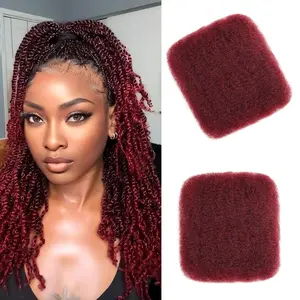 The Fox Afro Kinkys Bulk Human Hair Bundles for Braiding (Burgundy #99J, 50g),  Unprocessed Soft 4C Human Hair for Boho Braids, Twists, Dreadlocks & Loc Repair, Kid-Friendly