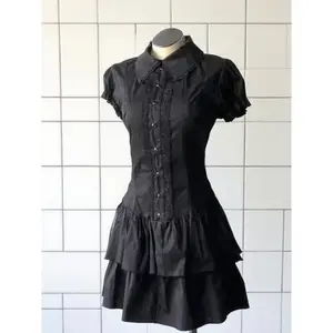 Summer Vintage Elegant Dresses 2025 Woman High Street Y2k Patchwork Slim Lapel Gothic Dresses Female Chic Korean Popular Clothes