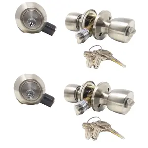 Keck Locks Mobile Home Stainless Steel Exterior Door Lock and Deadbolt Set (2 Pack Keyed Alike)