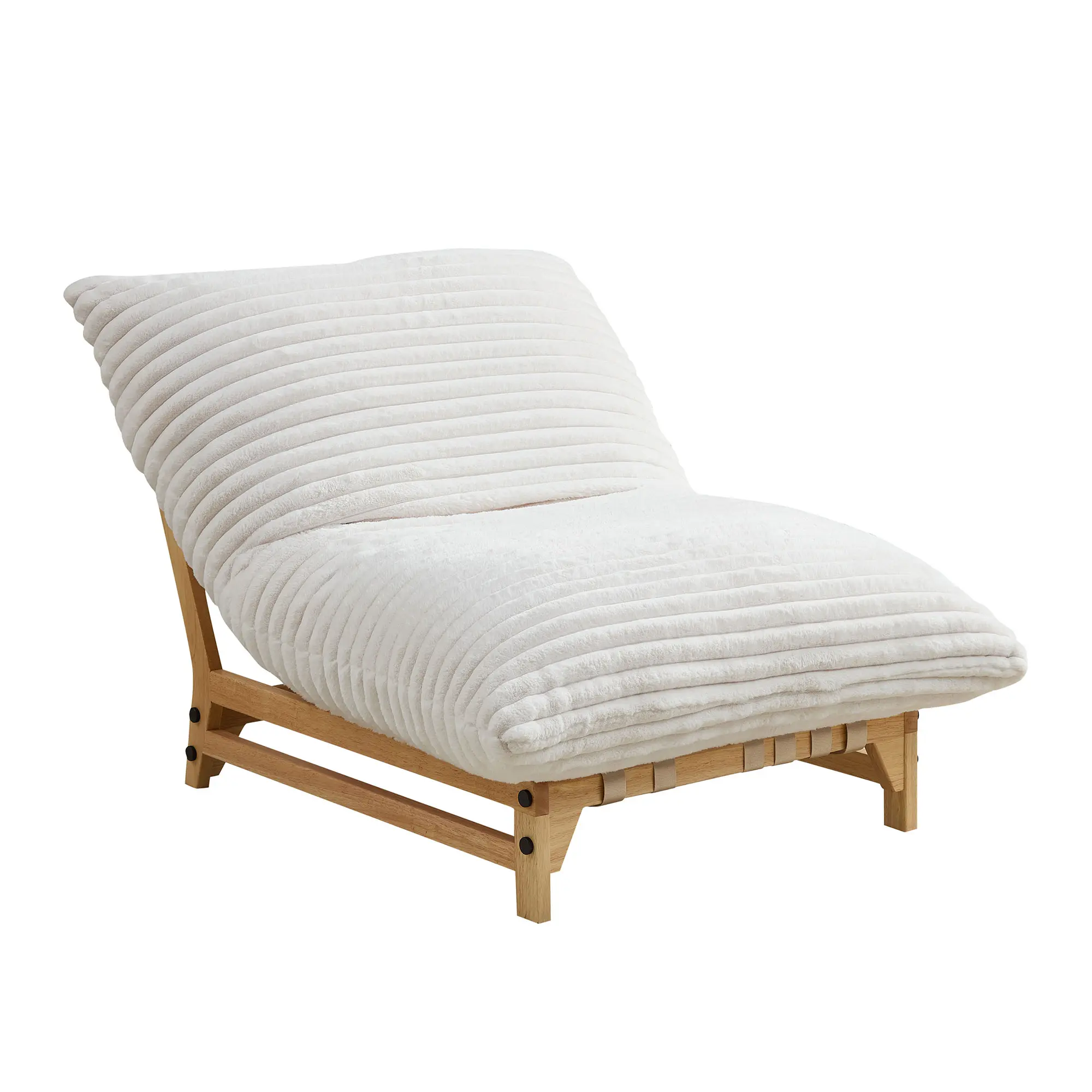 Accent Armless Lazy Sofa Single Seat Casual Corduroy Fabric Couch with Backrest for Living Room Bedroom Small Space Off-White Comfy Modern Lounge Chair Compact Apartment Furniture, Living Room Furniture for Apartment, Lounge, Family Room