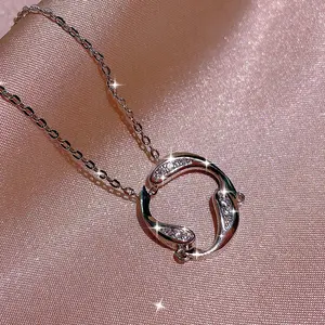 Simple Versatile Circle Chain & Link Necklace, Long Fairy-Style Personality Pendant for Women