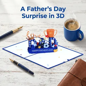 Father’s Day 3D Pop Up Card – Creative Handmade Greeting Card for Dad, Surprise Pop Up Gift Card with Message Space