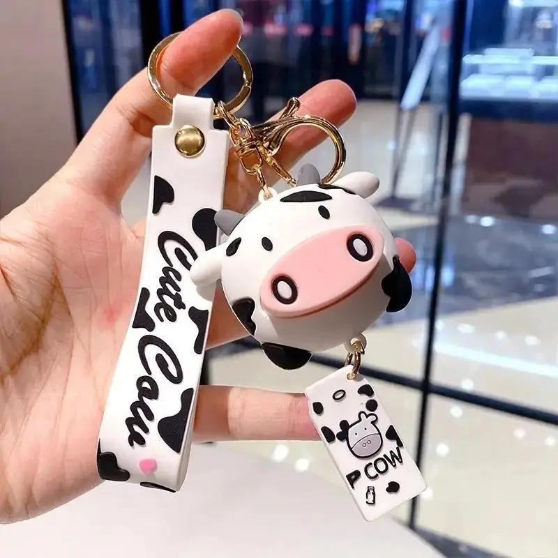 Lovely Cartoon Animal Design Car Keychain, Cute Cattle Figure Car Pendant, Ideal Holiday & Birthday Gift for Women & Men