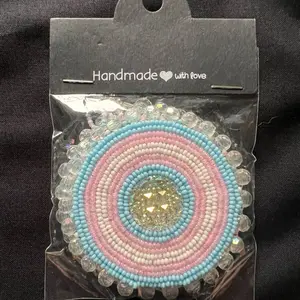 Transgender Pride Flag Earrings - Pink & Blue Beaded Design with Sparkling Center