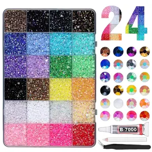 24 Color 3mm Diamond Nail Art Set with Shiny Rhinestones, DIY Nail Decoration Kit, Perfect for Home or Salon Use, Creative Nail Art Helper