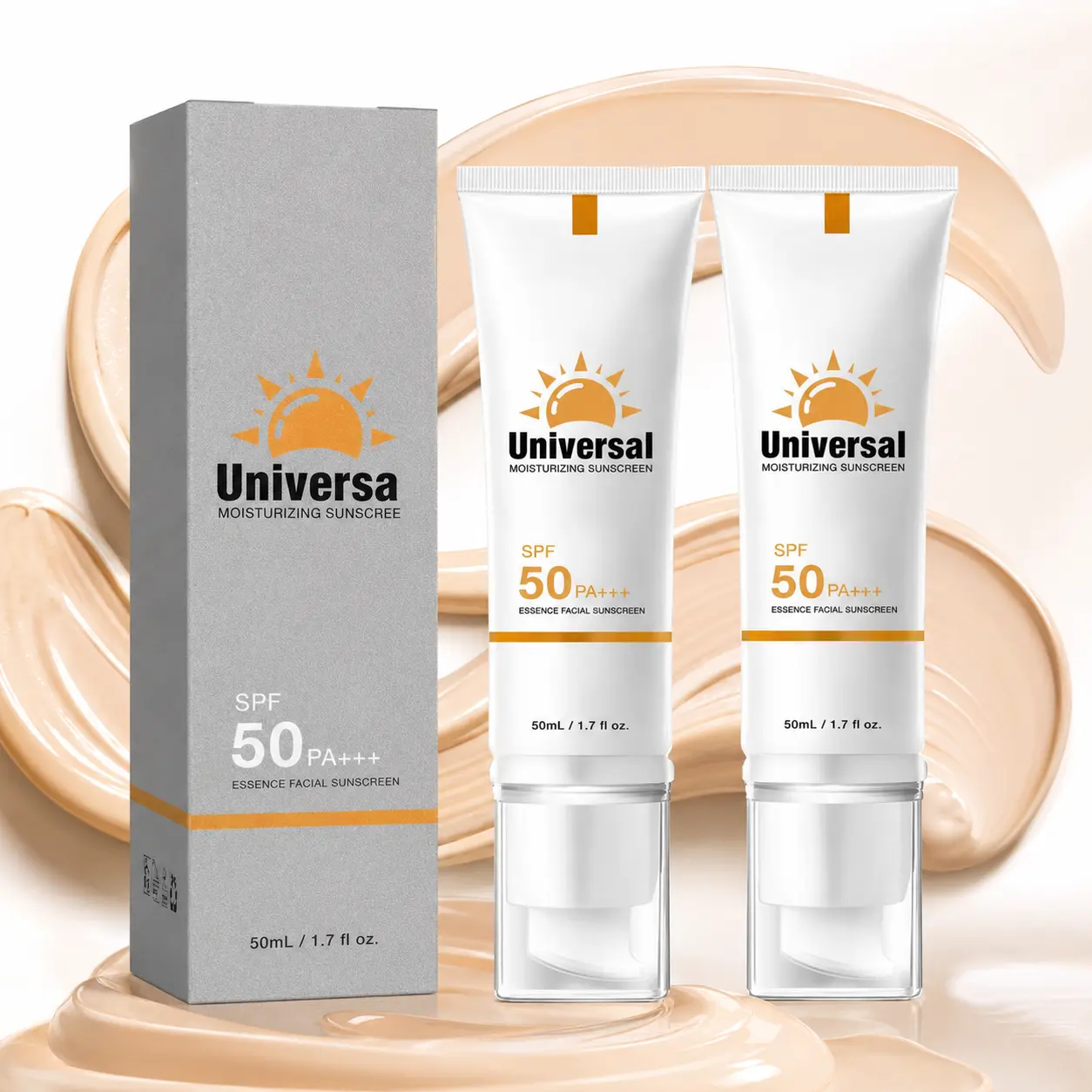 Tinted SPF 50+ Facial Sunscreen Cream - Hydrating, Moisturizing, Silky, Lightweight, Non-Greasy, Water-Resistant, UV-Shielding, Natural Glow Finish for Sensitive Skin (Daily Pre-Sun Face/Neck Application), Hydrate