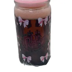 Dr Pepper 16 oz Acrylic Snowglobe Tumbler with Pink Bow Design Free Gift with Purchase