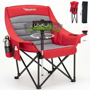 ABORON Comfort Folding Camping Chair with Phone Holder, Oversized Support 500 lbs, 2 Cup Holders And Side Pockets, Folds Into Carry Bag, Perfect For Outdoor Concert Glamping Sports