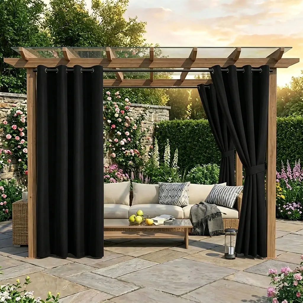 4-Piece Blackout Garden Curtains Set - Blackout Window Cover, Thermal Insulated, Privacy-Protecting, Weatherproof for Bedrooms, Gardens, Patios, Thermal Insulated Curtain