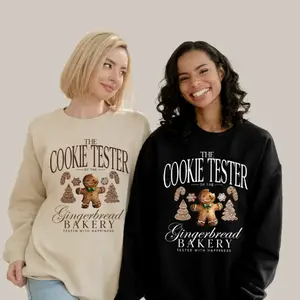 Couple Gingerbread Bakery Sweashirt, Cookie Baker, Cookie Tester, Christmas Couple Sweatshirt, Cotton Fabric Crewneck