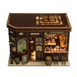 Corner Tavern Vintage Abstract Renaissance Style Wooden Book Nook DIY Kit for Adults - 3D Puzzle Hand-Assembled Miniature Dollhouse, Home Shelf Decoration, Birthday Gift
