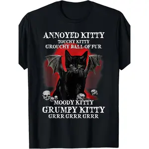 Dracula Vampire Cat Halloween T-Shirt, Spooky Devil Cat Graphic Tee