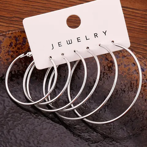 3 Pairs Women's Simple Plain Circle Shape Earrings, Hoop Earrings Set, Fashionable Jewelry For Women, Daily Use Fashion Accessories For Party