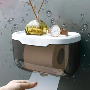 Waterproof Bathroom Paper Holder, No Drilling Toilet Tissue Box, Creative Paper Dispenser, Wall-Mounted Hand Towel Rack, Bs012 Model