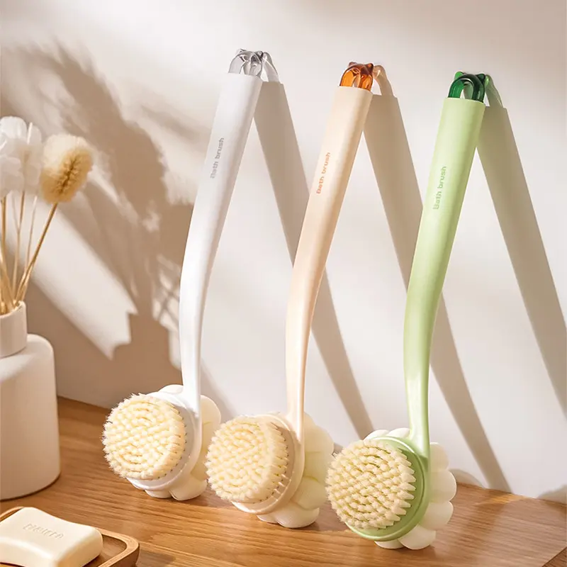 3-in-1 Soft-Bristle Long-Handled Double-Sided Bath Brush: A versatile three-in-one bath brush, Body Scrubber, Body Care Tool, for back scrubbing, body washing, and foot scrubbing, suitable for body cleansing and exfoliation, Body Exfoliating