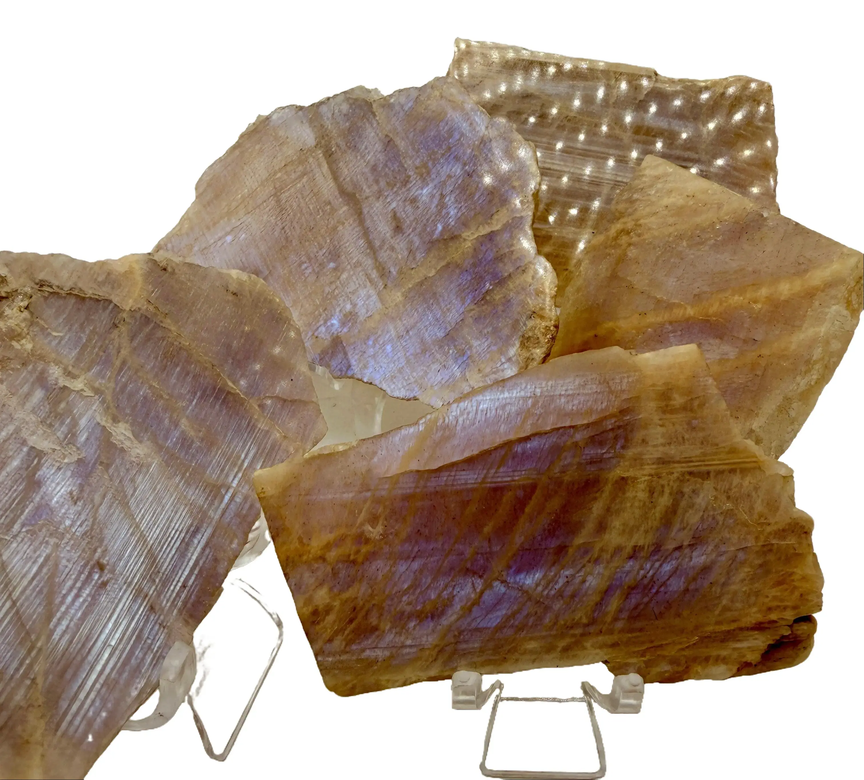 Polished Natural Moonstone-Sunstone Crystal Slab, Smooth Coppery Semiprecious Semi-Finished Slab with Iridescent Flash, Rainbow Glow for Altar Display, Clarity & Manifestation, Natural Glow, Multi-Size