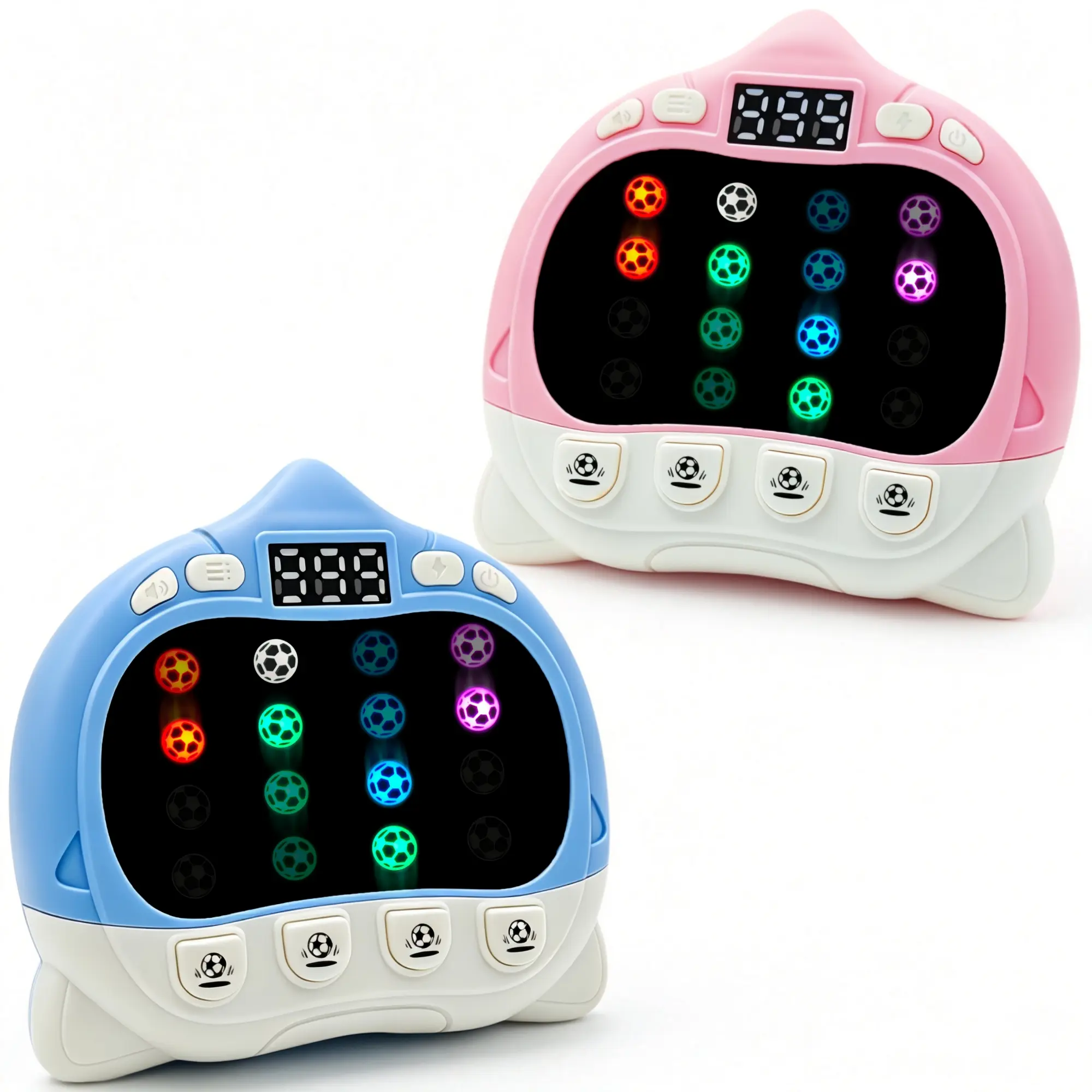 Portable Handheld Game Console and Quick Push Bubble Game, 4 Game Modes with Light-Up Reaction and Memory Challenges, 4 Volume Levels, Dual-Player Link Cable Set (Blue & Pink), Travel and Birthday Gift for Kids Ages 6+ and Adults, Ekobyte