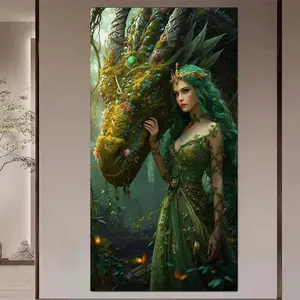 1 DIY diamond painting kit, 5D diamond art set, DIY decoration, Green Dragon diamond painting kit with full round diamonds, mosaic, diamond art, DIY artistic home decoration, suitable for Christmas.
