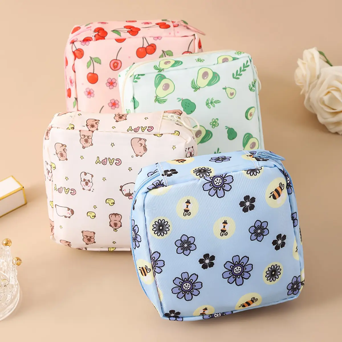 Women’s Mini Resealable Zipper Pouch Organizer - Multipurpose Resealable Pack for Sanitary Napkins, Tampons, Discreet Travel Cosmetics (Home Supplies Multipurpose Storage Bag)