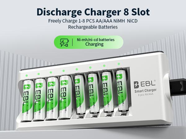 EBL AA AAA Rechargeable Batteries with Upgraded 808 Individual Charger, 1.2V 2800mAh Double A Batteries,Long Lasting Recharerble AA AAA Ni-Mh battery with Integrated Charing Storage Box