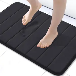 Memory Foam Bath Mat, 30" x 20", Ultra Soft and Non-Slip Bathroom Rugs, Water Absorbent and Machine Washable Bath Rug for Bathroom, Shower, and Tub, Black
