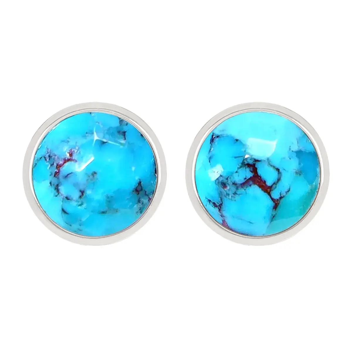 Turquoise Round Stud Earrings, Petite Post Earrings, December Birthstone Jewelry Gift