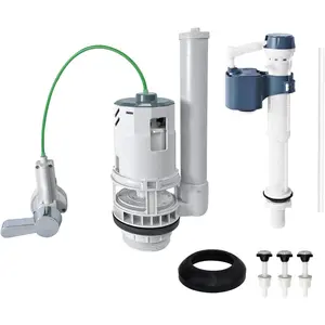 2-Inch Toilet Tank Replacement Kit for Lever-Handle 2-Piece Toilets - Includes Water-Saving Dual Flush Valve with Integrated Handle, Adjustable Fill Valve & Rubber Gasket