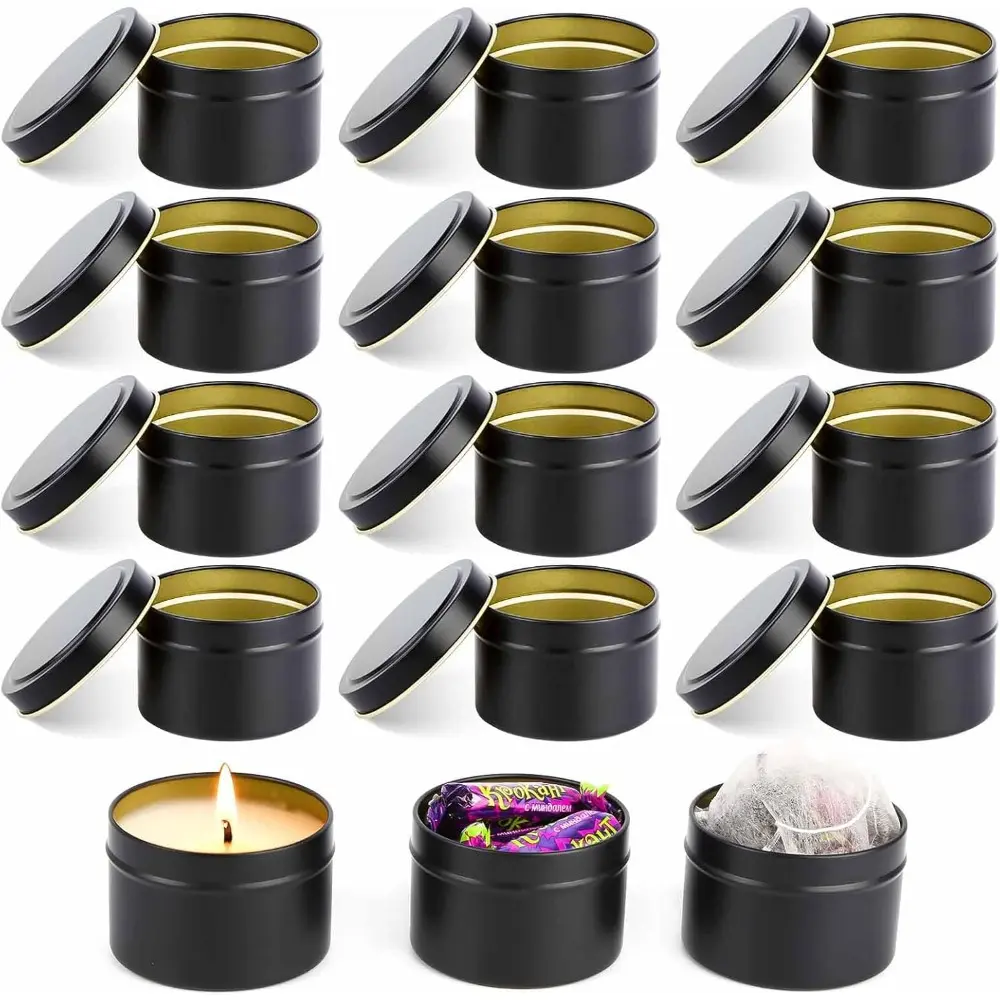 12 Pcs Metal Candle Jars Set,Empty Round Candle Jars,4 oz (120 ml) Candle Containers with Lid,DIY Candle Making Accessories for Jewellery,Cosmetics,Tea,Spices,Christmas Party Gifts,Hand Tools Kits