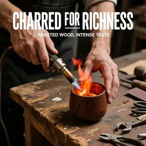 [Buy 1 Get 1 Free]]Wooden Whiskey and Bourbon Drinking Glass Tumbler Cup Charred or Uncharred Premium Wooden Drinkware Handcrafted Elegant Barware Stylish Gift for Men Unique Gift for Whiskey Lovers Home Bar Decor Special Occasion Gift Idea