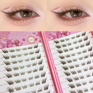 False eyelashes that can be directly adhered without glue - 120 clusters, single-cluster false eyelash trilogy, natural and fluffy, glue-free false eyelashes, DIY Eyelash Extensions