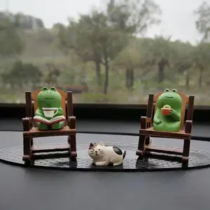 Resin Mini Frog Figurines Set of 2, Charming Desktop & Bedroom Decorations, Versatile Indoor Outdoor Collections, No Power Needed, Perfect Gift Idea, Cute Collectible Figurines