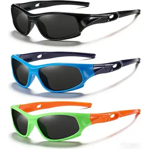 S-18 3 Pack Flexible Kids Polarized Sunglasses For Boys Girls With Strap, Sport Sunglasses for Children Age 3-10.