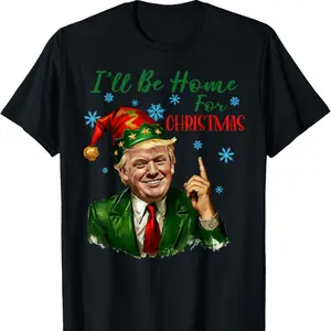 I'll Be Home For Christmas Santa Trump 2024 Funny Pajama Set T-Shirt, Gift for Men