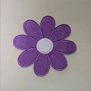 Purple Daisy 4 inch Iron On Embroidered Patch