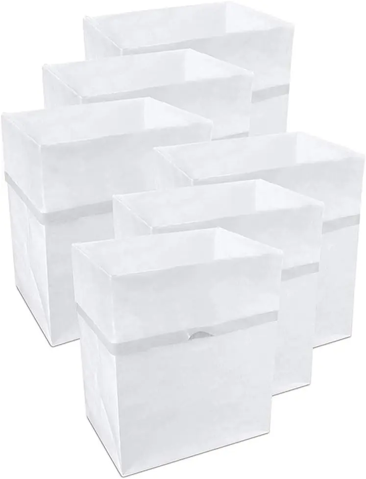 13 Gallon Disposable Pop-Up Trash Cans (6-Pack) with Fitted Bags – Foldable Garbage & Recycling Bins for Parties, Events & Kitchen (White, 17" H x 13.5" W x 10" D)
