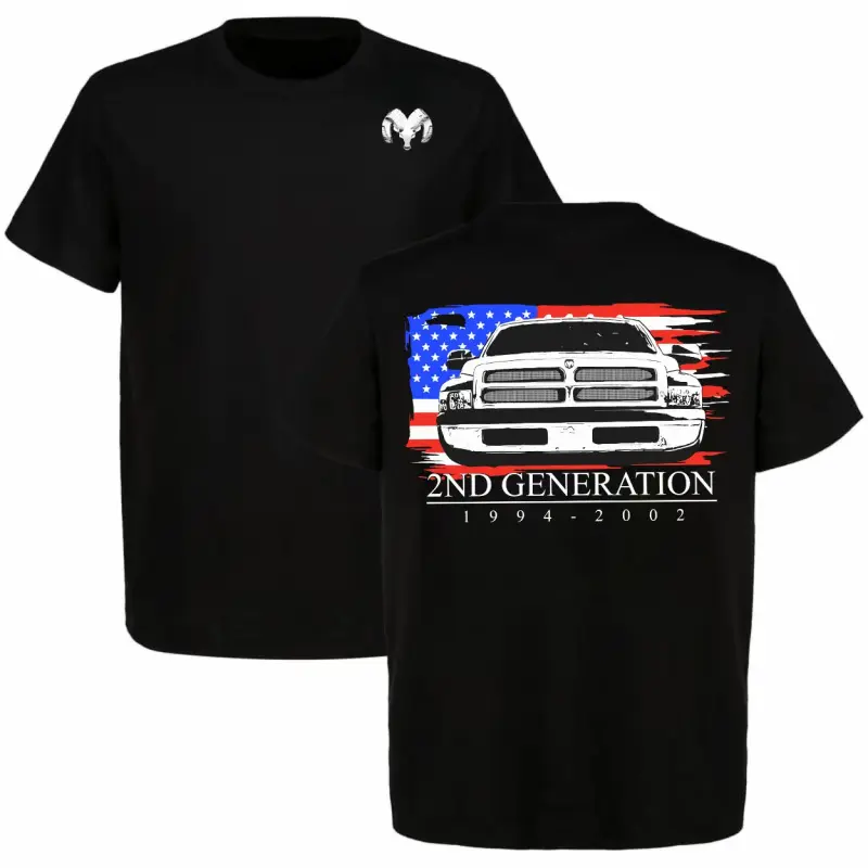 Men's Dodge Ram 2nd Gen 1994-2002 Print Streetwear Top, Premium Ultra Cotton Short Sleeve Apparel for Truck Enthusiasts, Made in USA