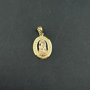 10k gold Virgin Mary Pendant, Everyday Costume Jewelry Charm, Small-Elegant Design, Includes Keychain, Simple Fashion Accessory