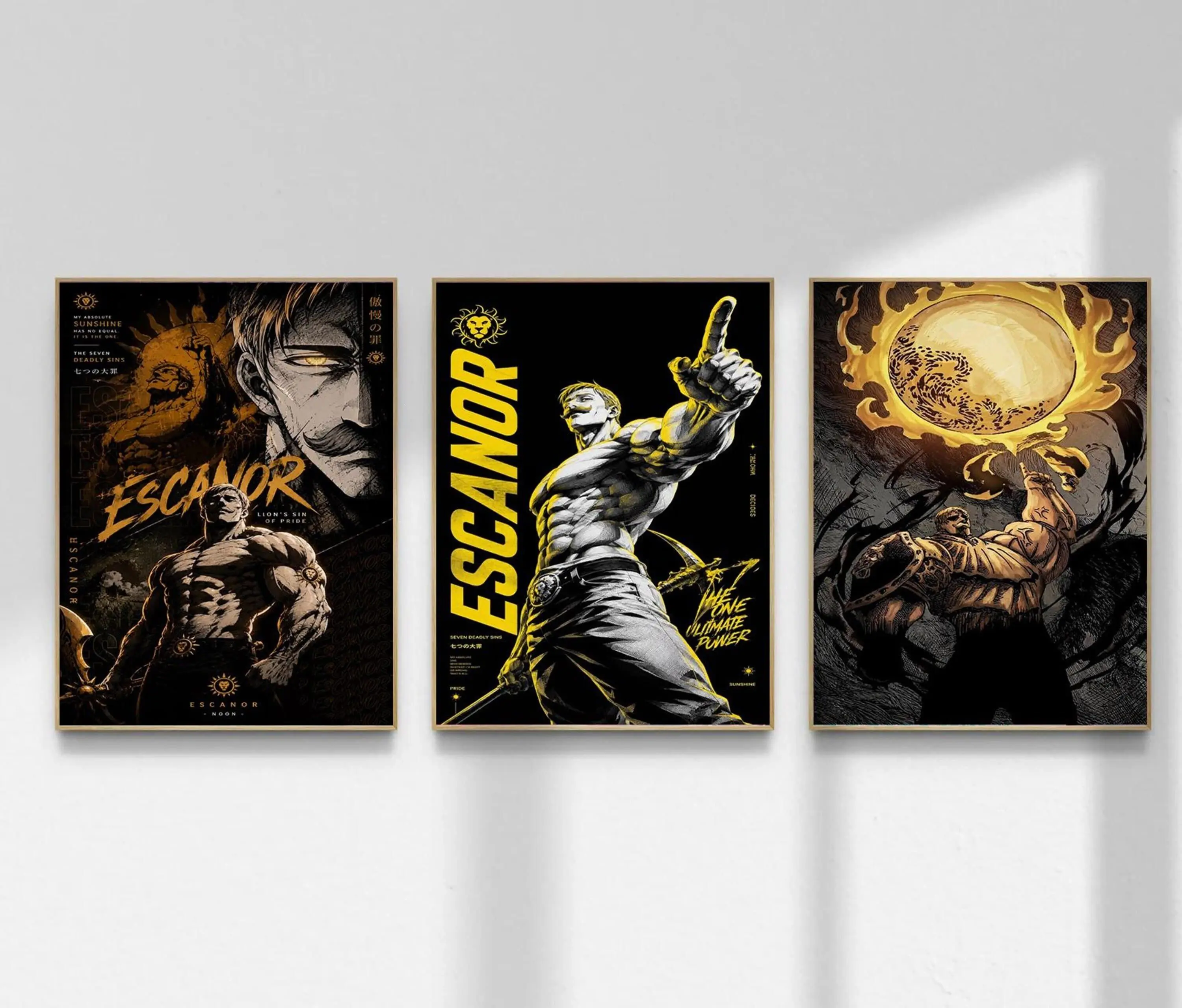 Escanor Poster Set, Seven Deadly Sins Anime Wall Art, Lion Sin of Pride Manga Prints, Otaku Room Decor