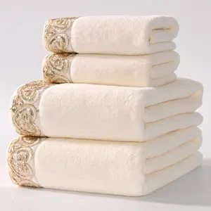 4-Piece Heart Lace Design Bath Towel Set, Super Soft Coral Fleece Towels, Quick-Dry No Shedding, Ideal for Face Body Hair Care, Premium Towel Set, Bathroom Towel Set