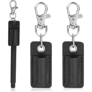 2 count Lanyard Pen Clip, Anti-Lost  Lanyard, Portable Leather  Pen Holder